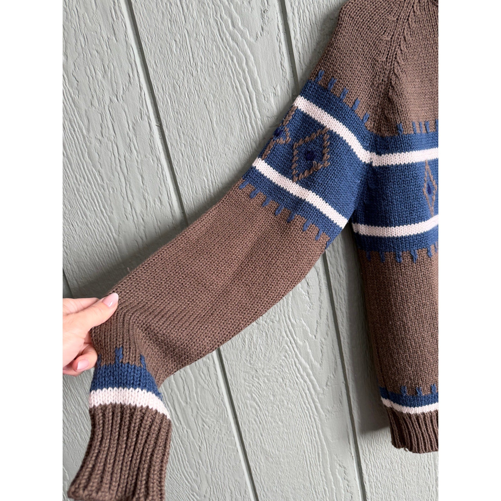 Vintage 90s Jean Michaud Nordic Knit Sweater – Brown/Blue