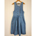 Vintage 90s My Michelle Denim Pinafore Dress Double Breasted Pleated Jumper