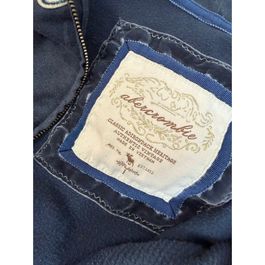 Vintage Y2K Abercrombie & Fitch Navy Blue Full-Zip Hoodie, Large
