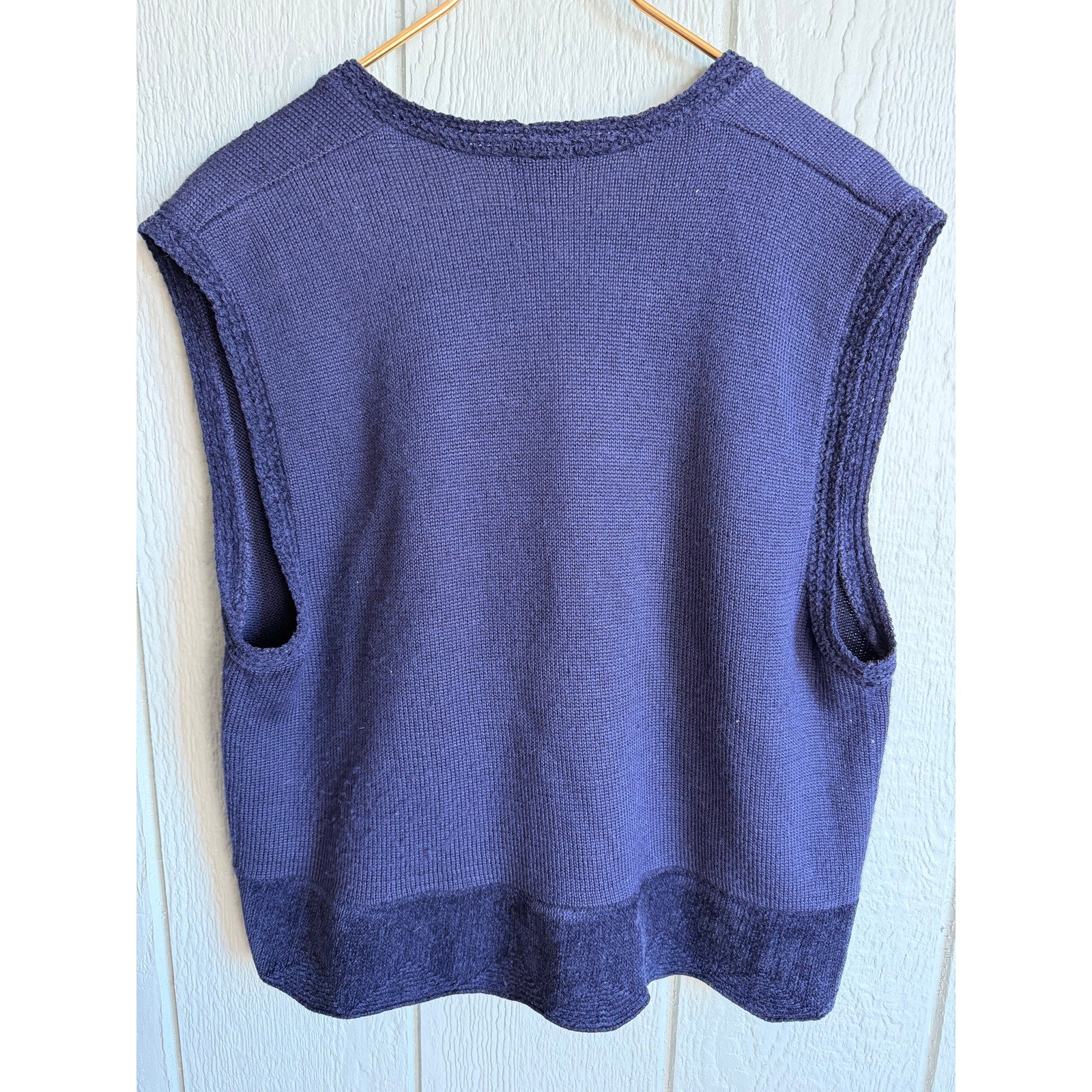 Vintage Koret Petites Floral Embroidered Knit Sweater Vest Button Front Size L