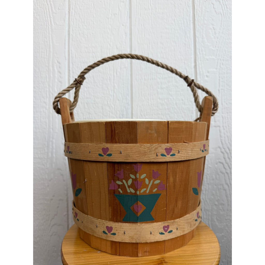 NWT Vintage The Maine Bucket Company Rope Basket Wall Heart Country Planter