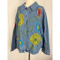 Vintage 90s Tantrums Embroidered Sunflower Denim Jacket Large Sequin Floral Boho