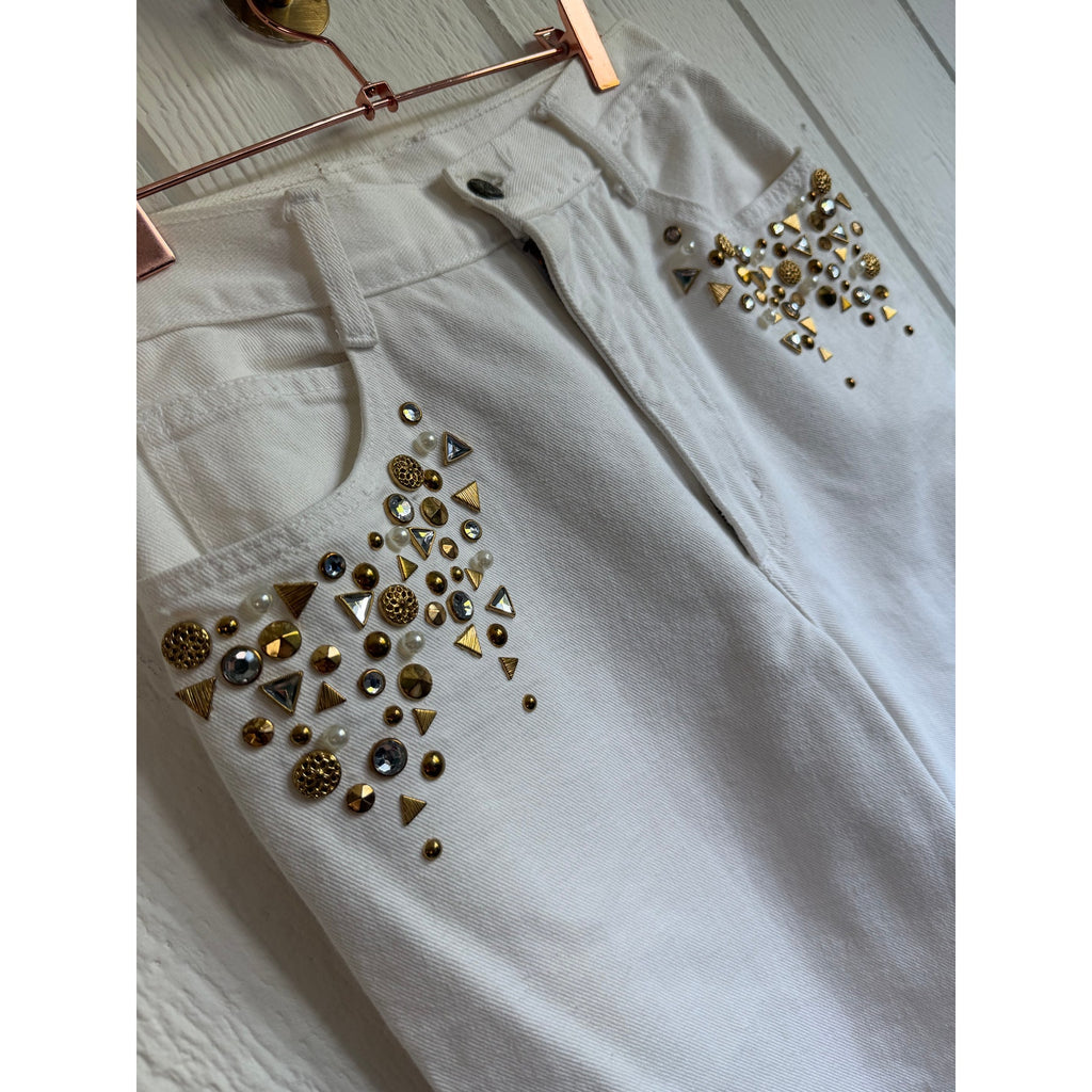 Vintage Monique Jeans White Size 9/10 High Rise Jeans Beads