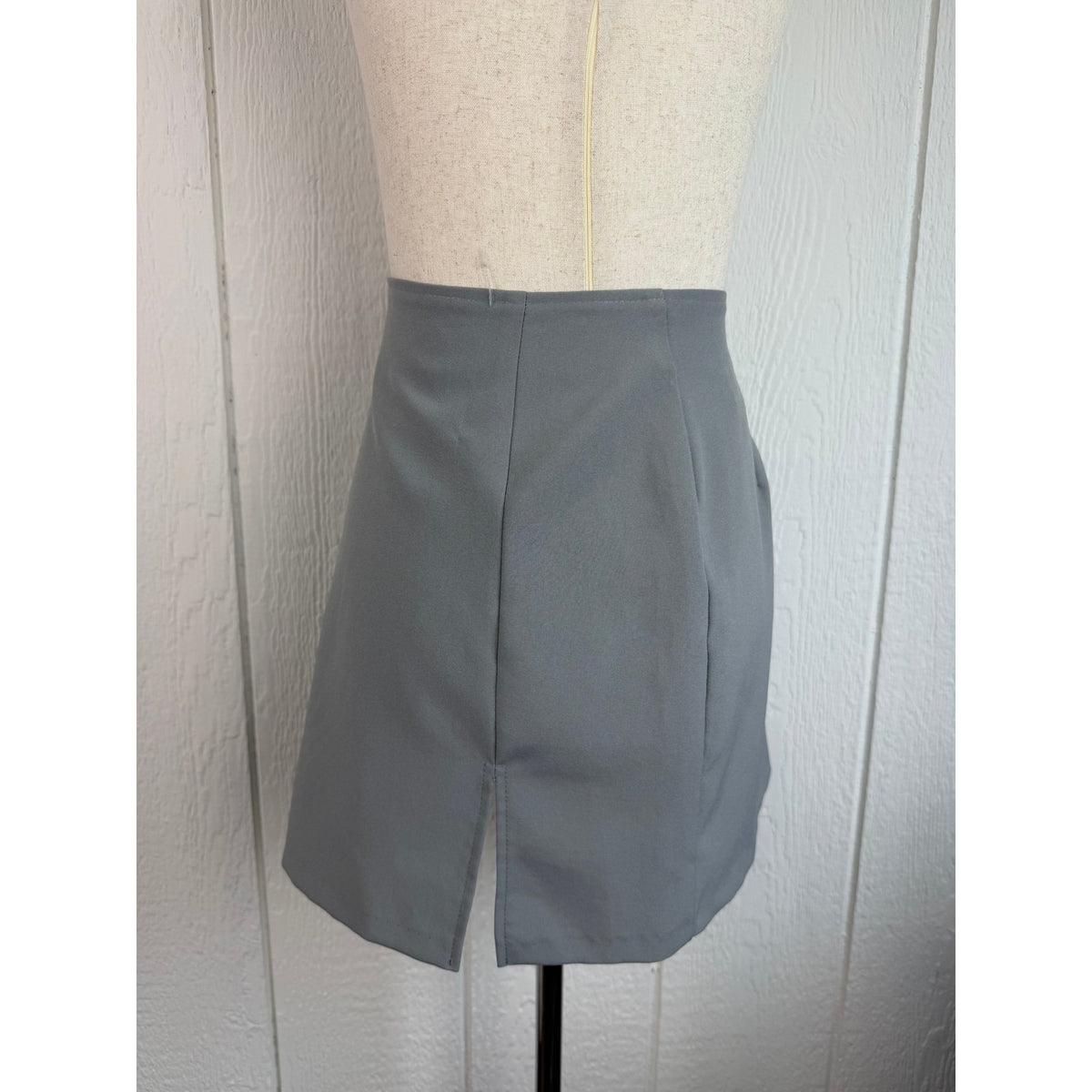 Vintage 90s Gray A Line Mini Skirt High Waist Minimalist Made in Canada Size 3/4