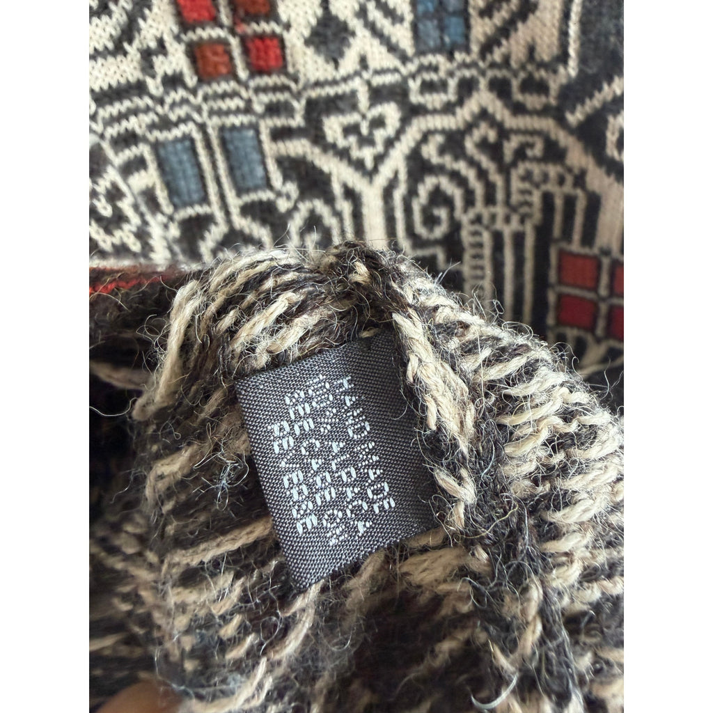 Vintage Intiwara Alpaca Wool Handmade Cardigan Sweater Print Large