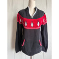 Vintage Hand Embroidered Penguin Sweater Women’s Medium Red Black 1/4 Zip