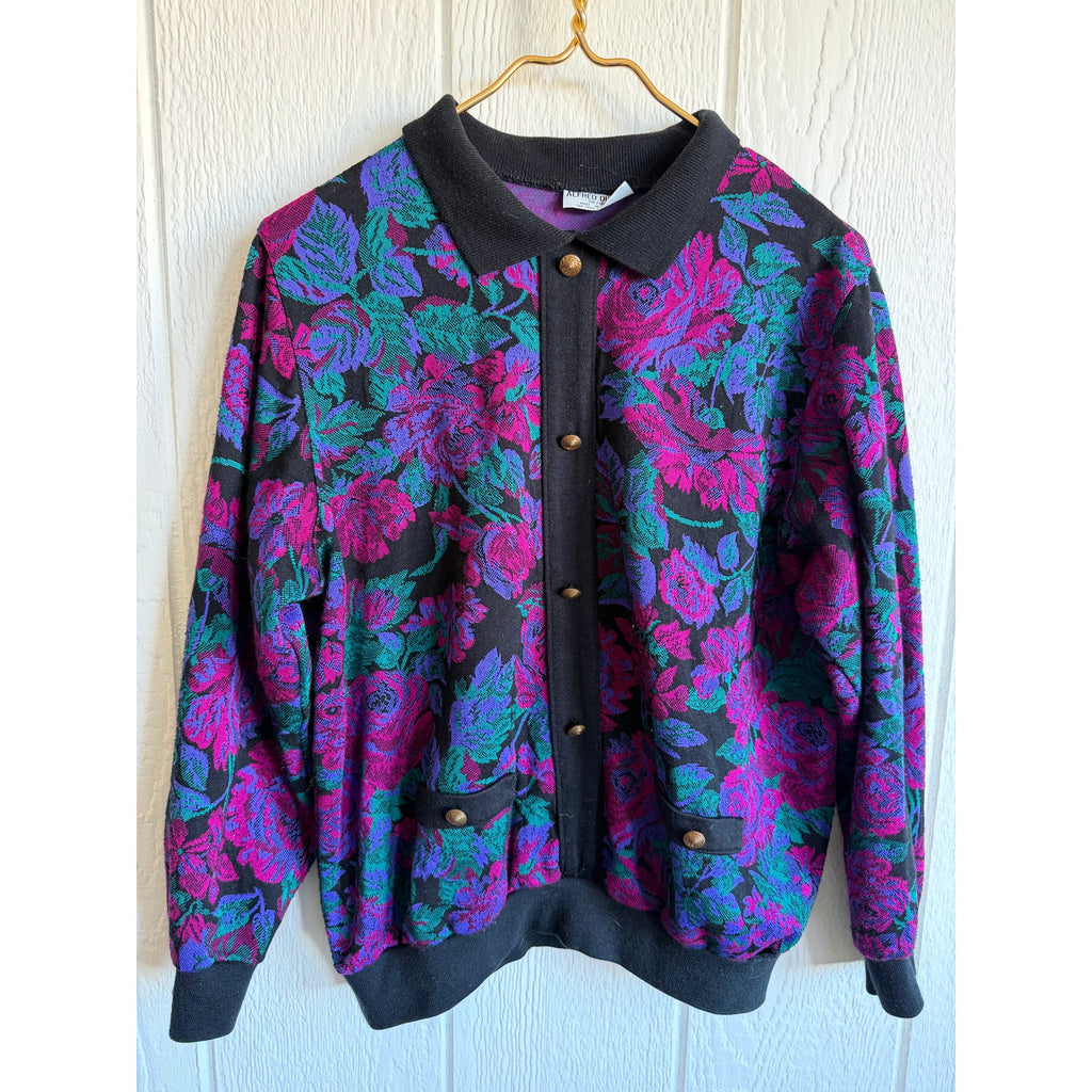 Vintage Alfred Dunner Floral Tapestry Jacket Sweater 80s 90s USA Womens 18W Plus