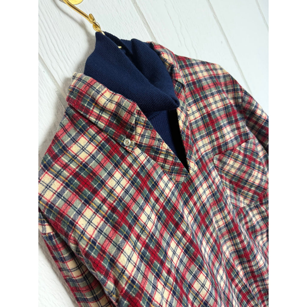 Vintage 90s Brubaker Plaid Mock Neck Layered Flannel Shirt Size M