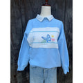 Vintage 90s Butterfly Knit Panel Collared Sweater, Small