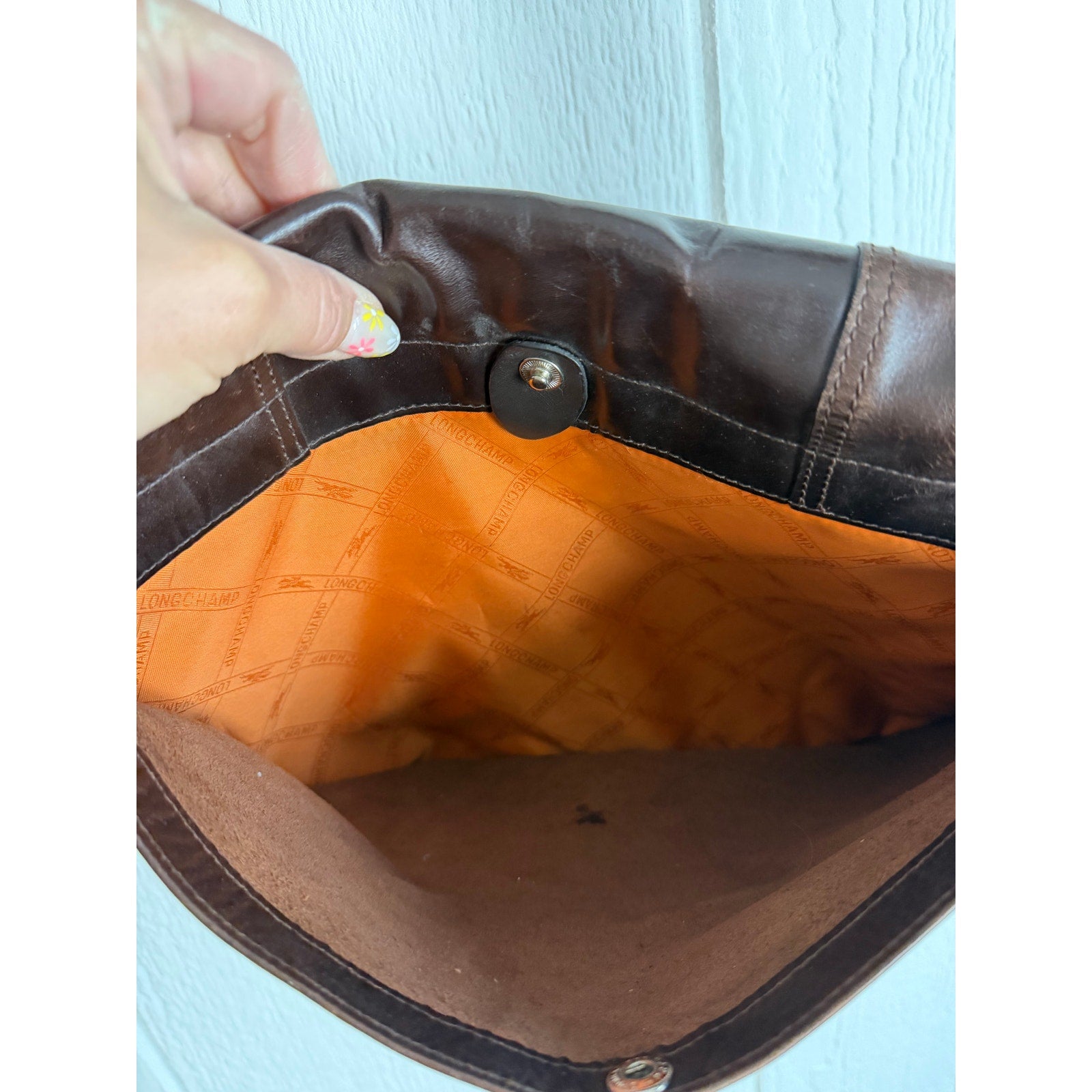 Vintage Longchamp Brown Leather Messenger Bag Crossbody Laptop Satchel France