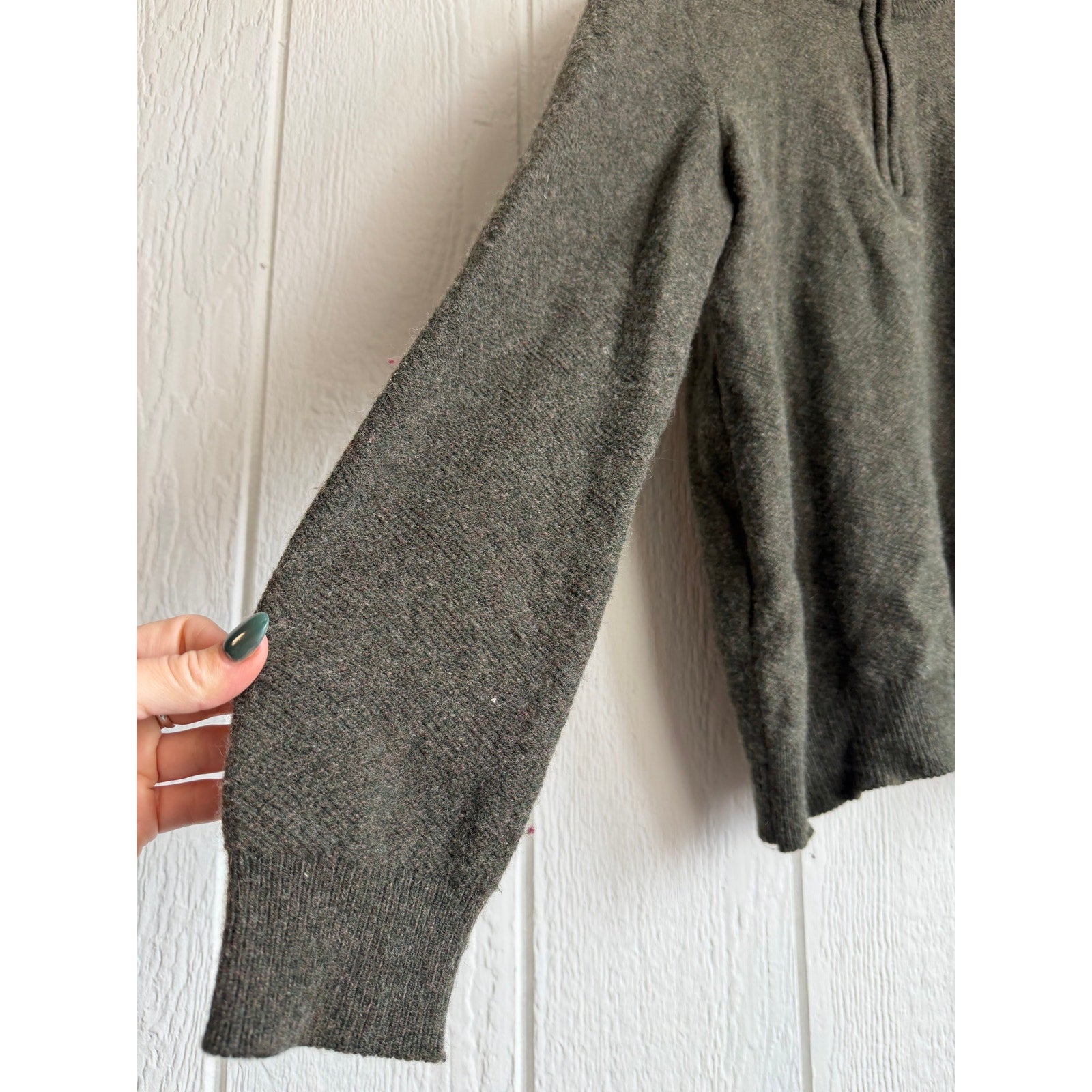 Vintage Joseph Abboud Wool Blend Quarter Zip Sweater Olive Green Pullover XL
