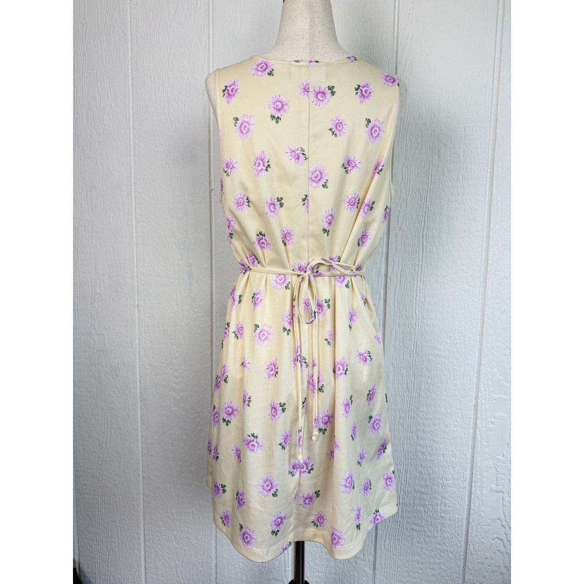 SWAT Ditsy Floral Mini Dress Cream Purple Tie Back 90s Y2K Cottagecore