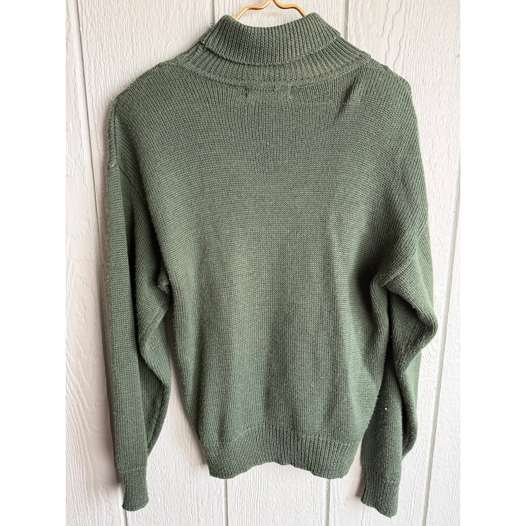 Vintage Herman Geist Cable Knit Sweater Wool Blend Embroidered Bird Horn M