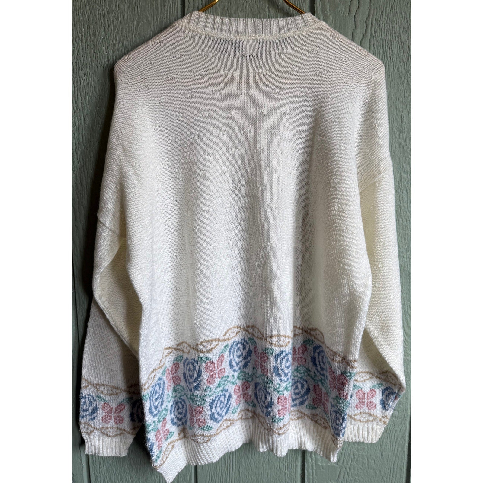 Vintage Made In USA Knit Butterfly Floral Knit Sweater
