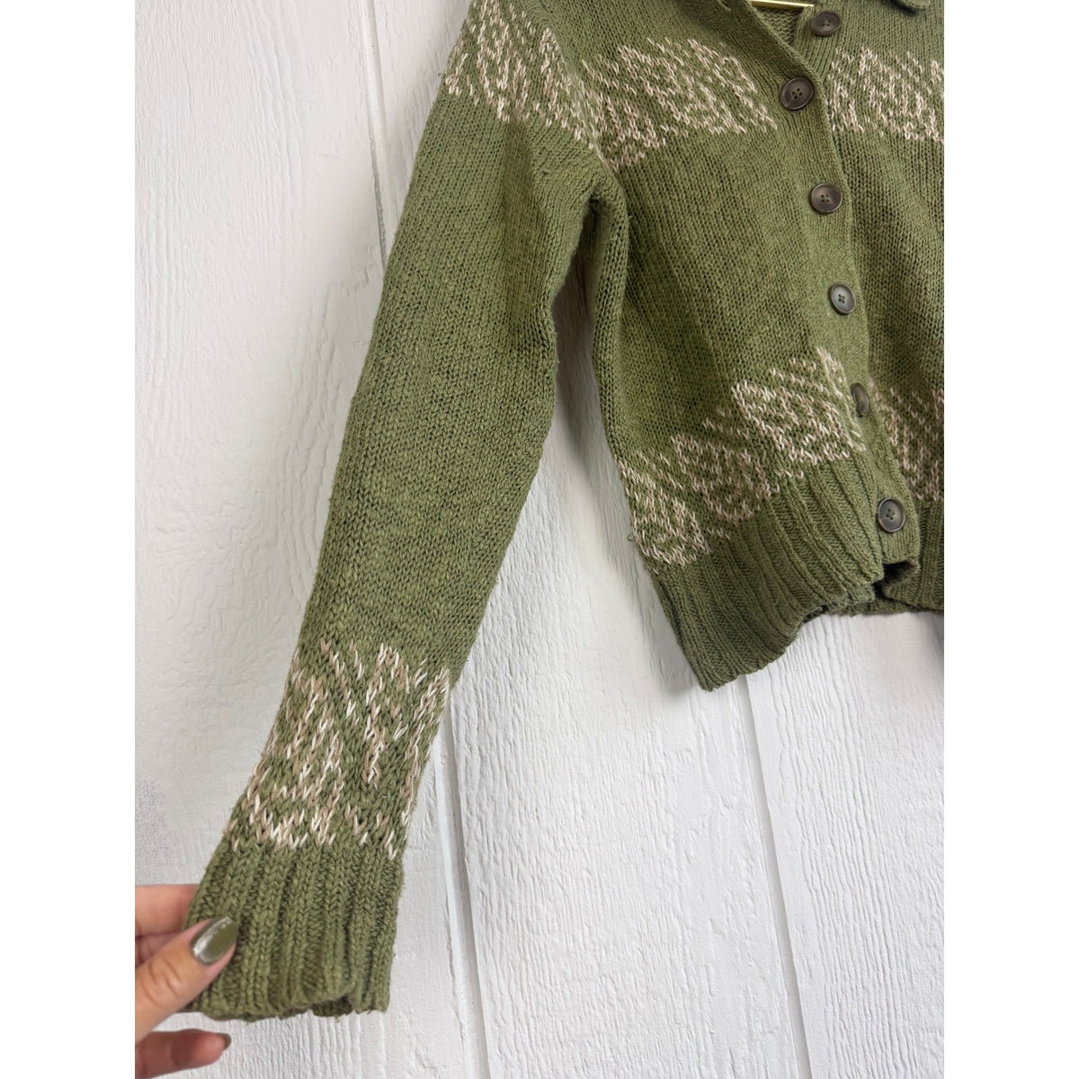 Vintage Woolrich Sage Fair Isle Cardigan Sweater Women's Nordic