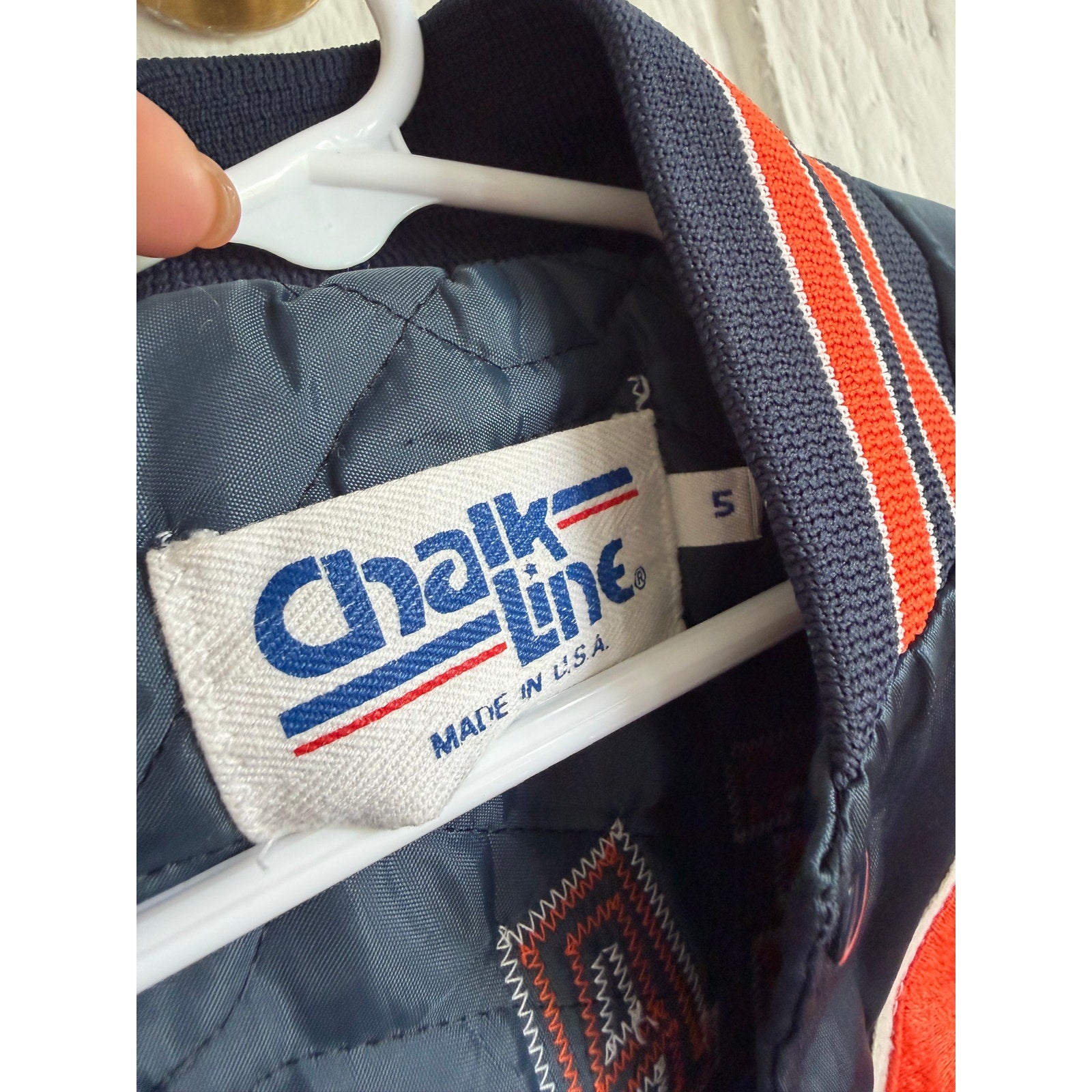 Chicago Bears Vintage Chalk Line Satin Bomber Jacket Made in USA Kids 5