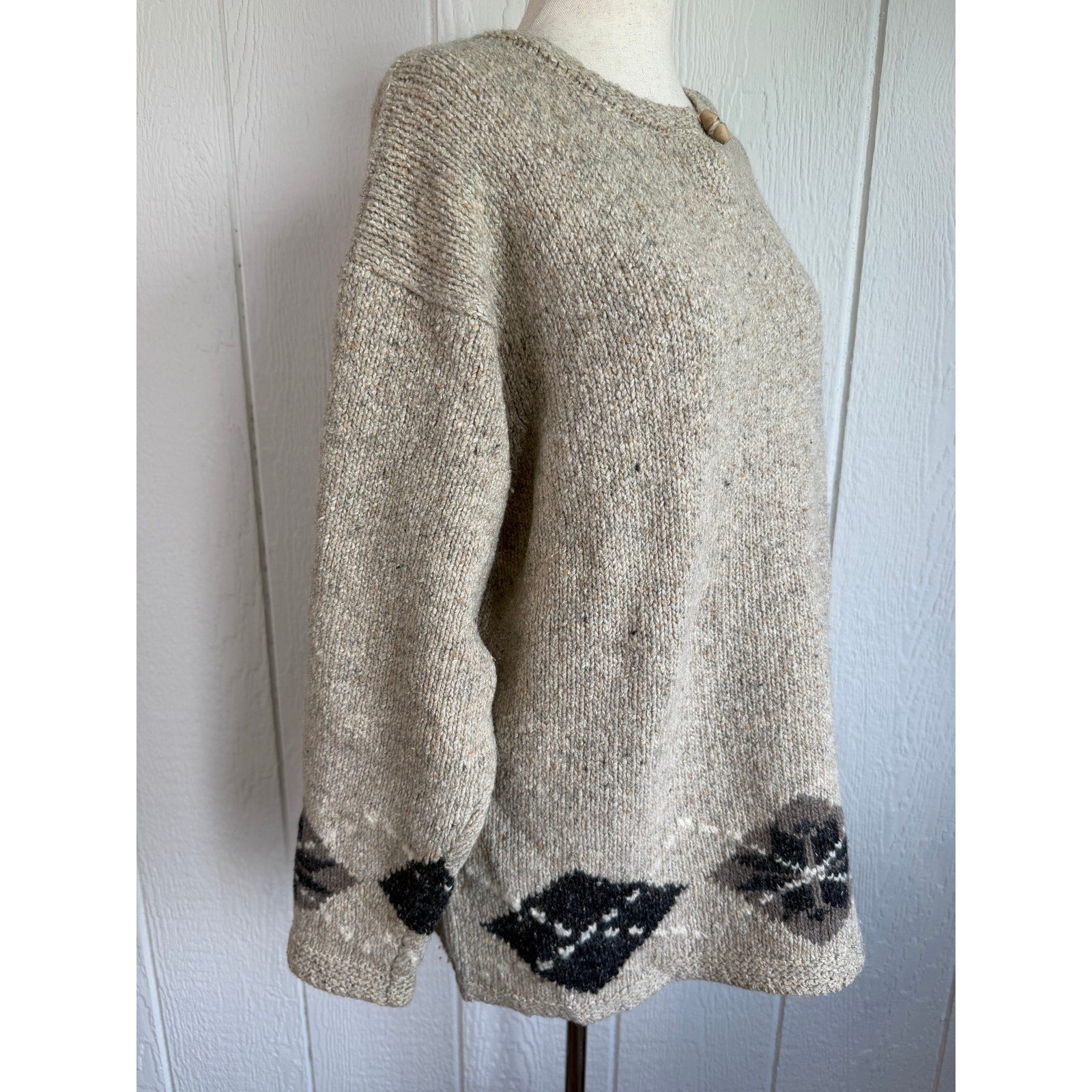 Vintage Woolrich Women's Wool Blend Toggle Sweater Nordic Pullover, XL