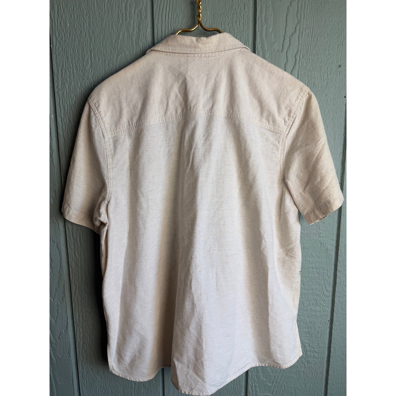 Vintage Safari Animal Embroidered Shirt Women’s Large Linen Cotton Blend
