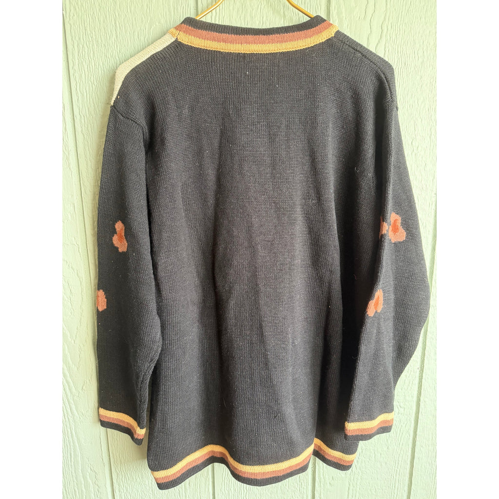 NWT Vintage Storybrook Knits Cat Floral Cardigan Cottagecore Knit Sweater L