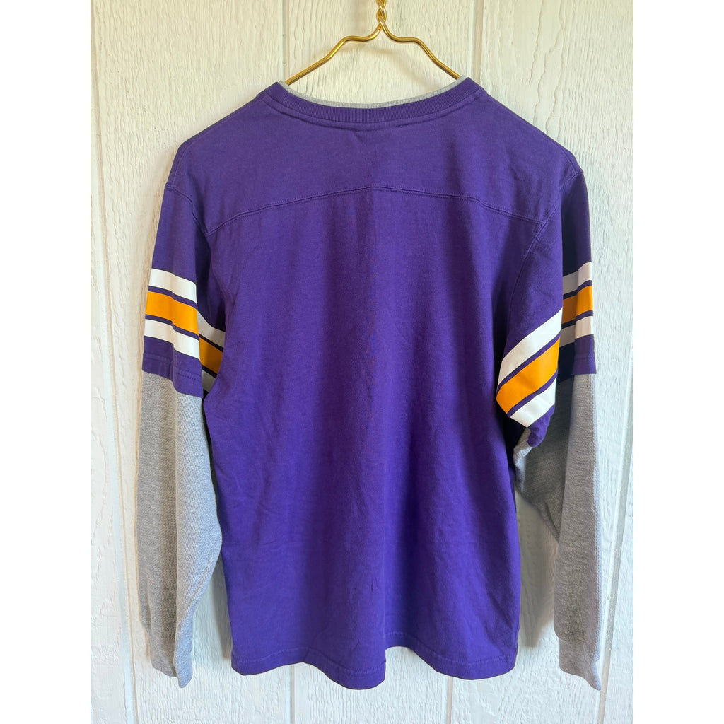 Vintage 90s Reebok NFL Minnesota Vikings Long Sleeve Shirt Purple Gold Size L