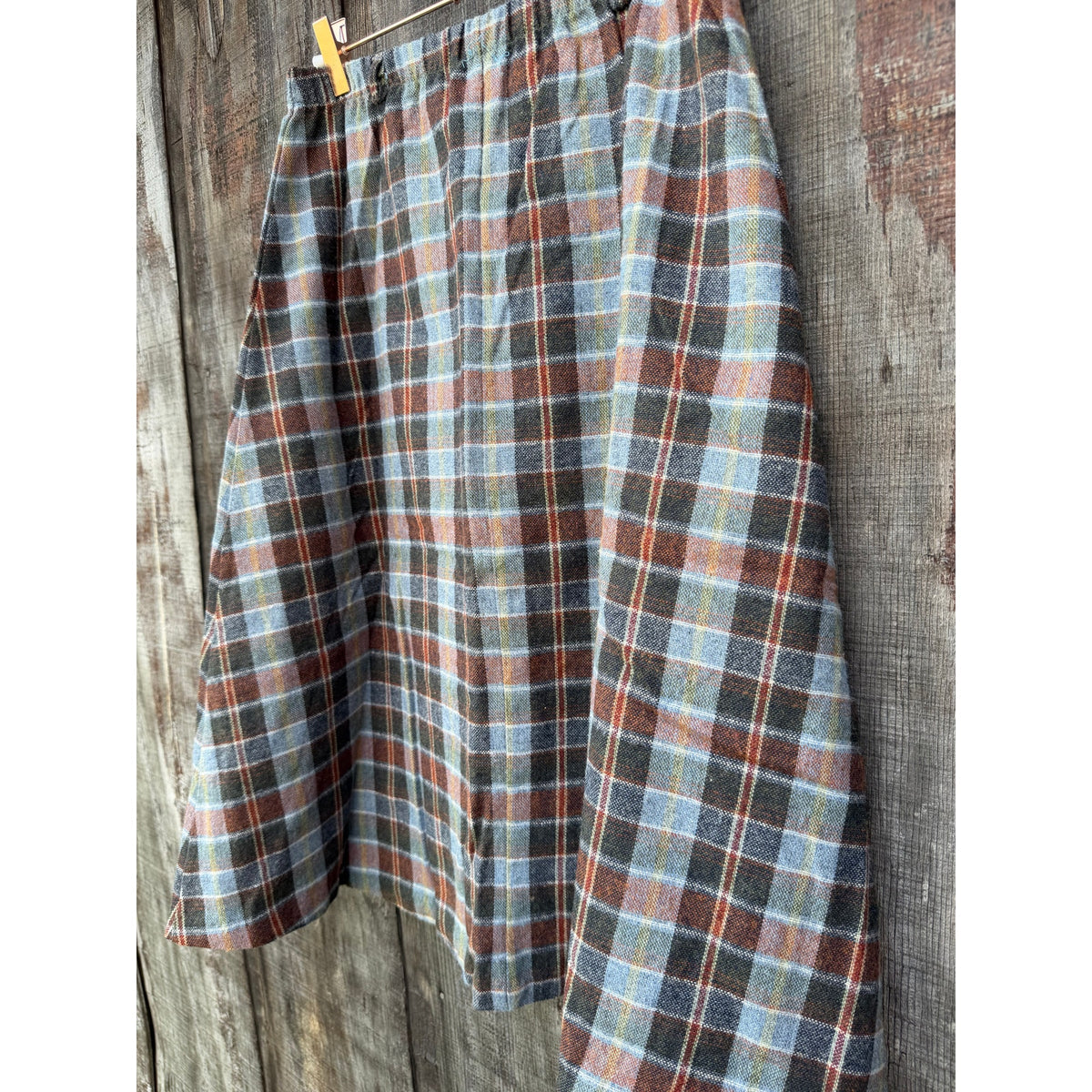 Vintage 90s Plaid Wool Blend Midi High Waist A Line Skirt Size 12