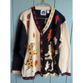 NWT Vintage Storybrook Knits Fall Animal Cardigan Leopard Fox Leaves Sweater L