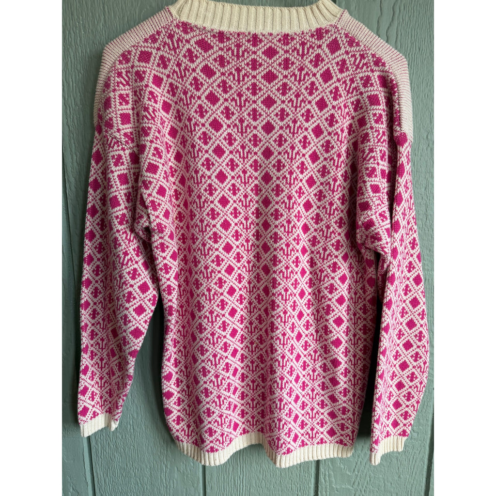 Vintage 90s Cabin Creek Floral Graphic Knit Sweater, Large
