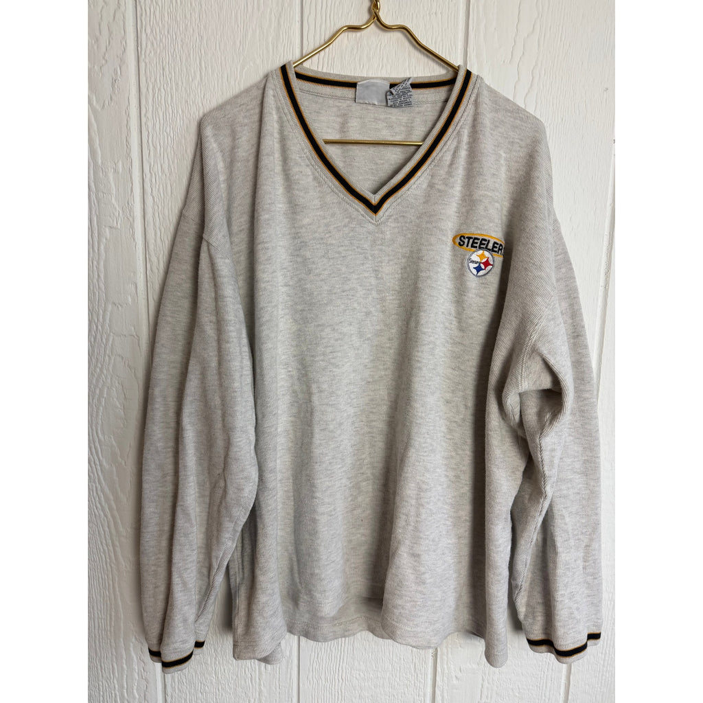 Vintage 1999 Pittsburgh Steelers V Neck Pullover Embroidered Sweater, XL