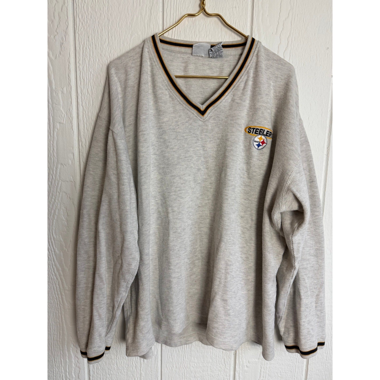 Vintage 1999 Pittsburgh Steelers V Neck Pullover Embroidered Sweater, XL