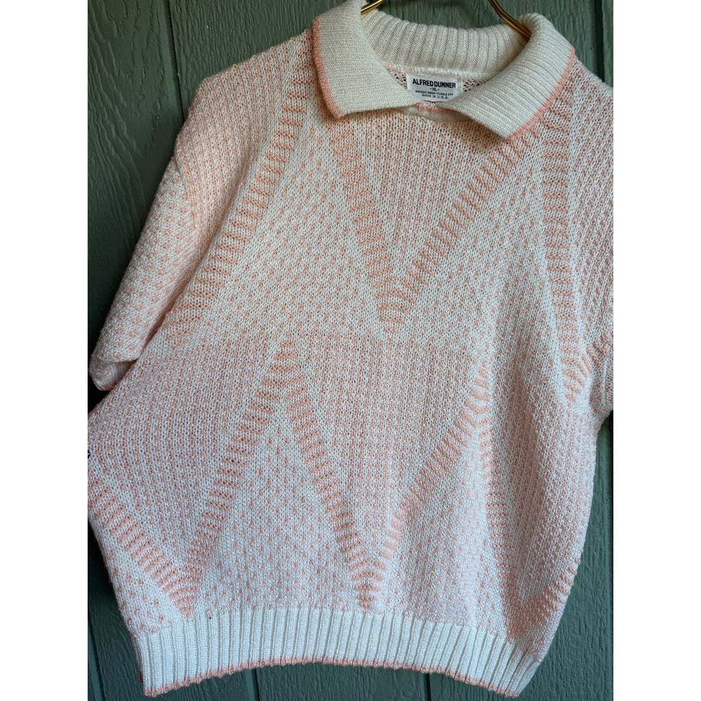 Vintage 90s Alfred Dunner Cottagecore Polo, Pink USA Size XL