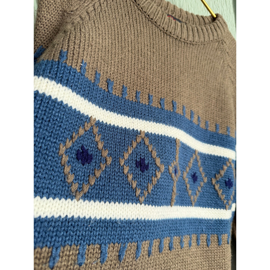 Vintage 90s Jean Michaud Nordic Knit Sweater – Brown/Blue