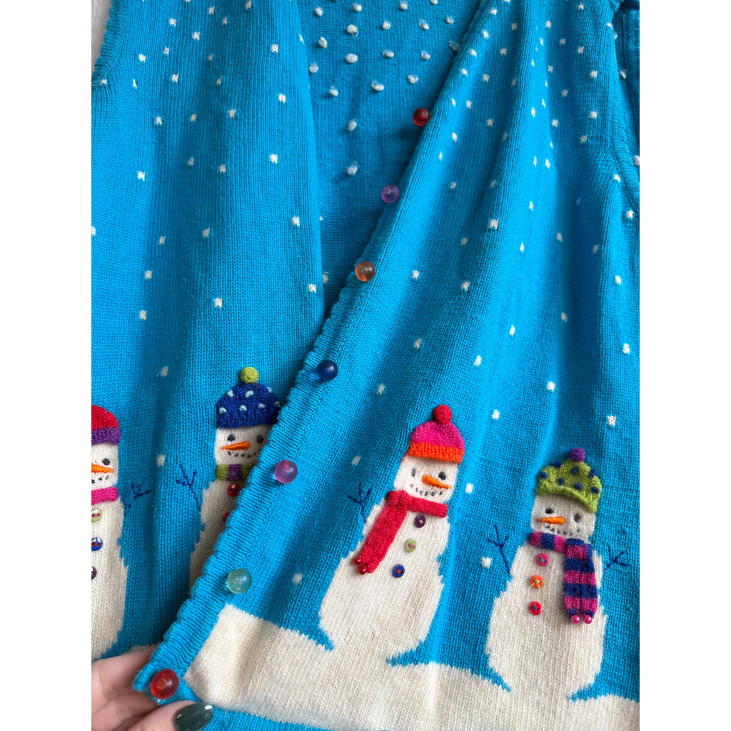 Vintage 90s Marisa Christina Snowman Sweater Vest Christmas Holiday Knit 2X
