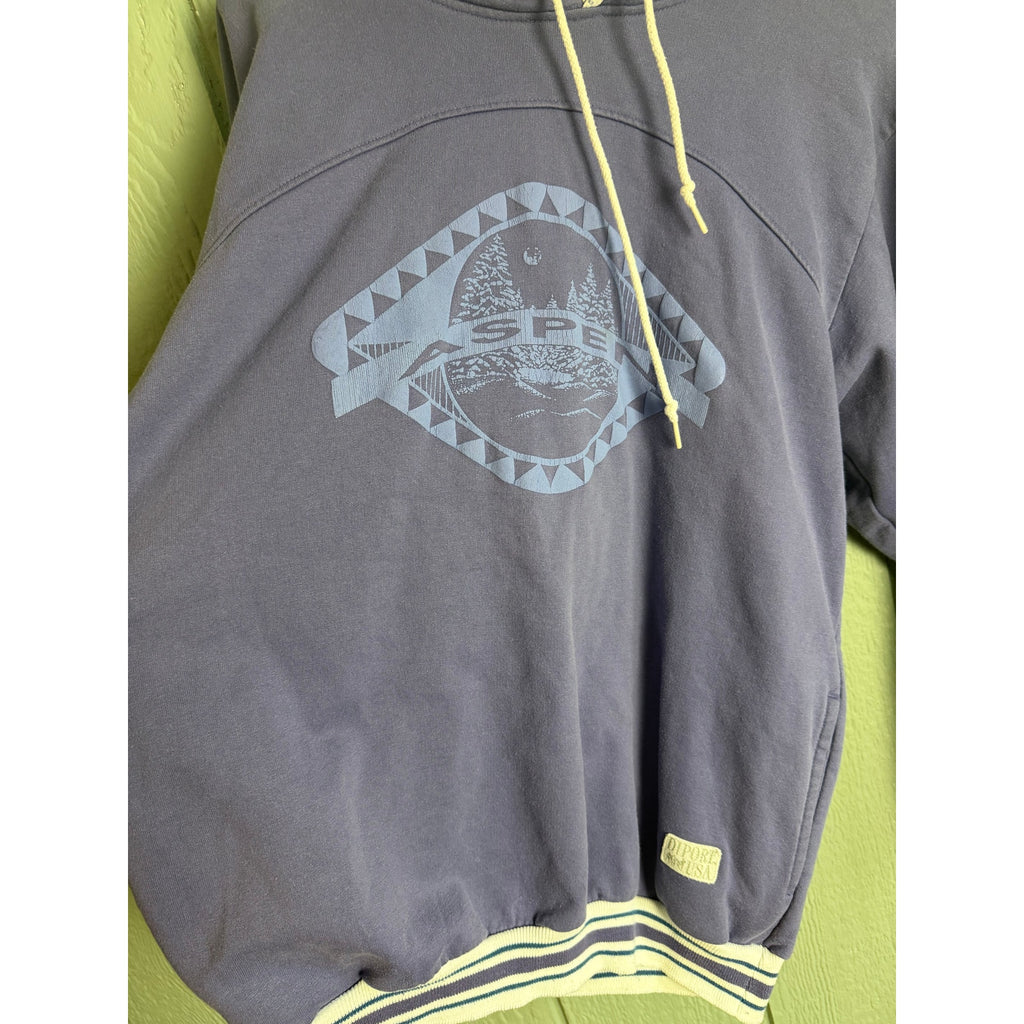 Vintage Aspen USA Hoodie Made in USA Purple Pullover Sweatshirt XL 90s