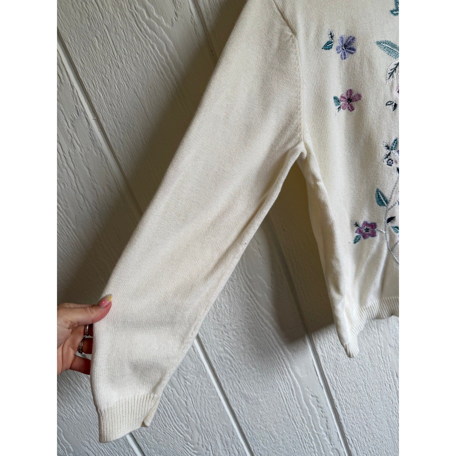 Vintage Blair Embroidered Floral Mock Neck Sweater Women’s Large Cottagecore
