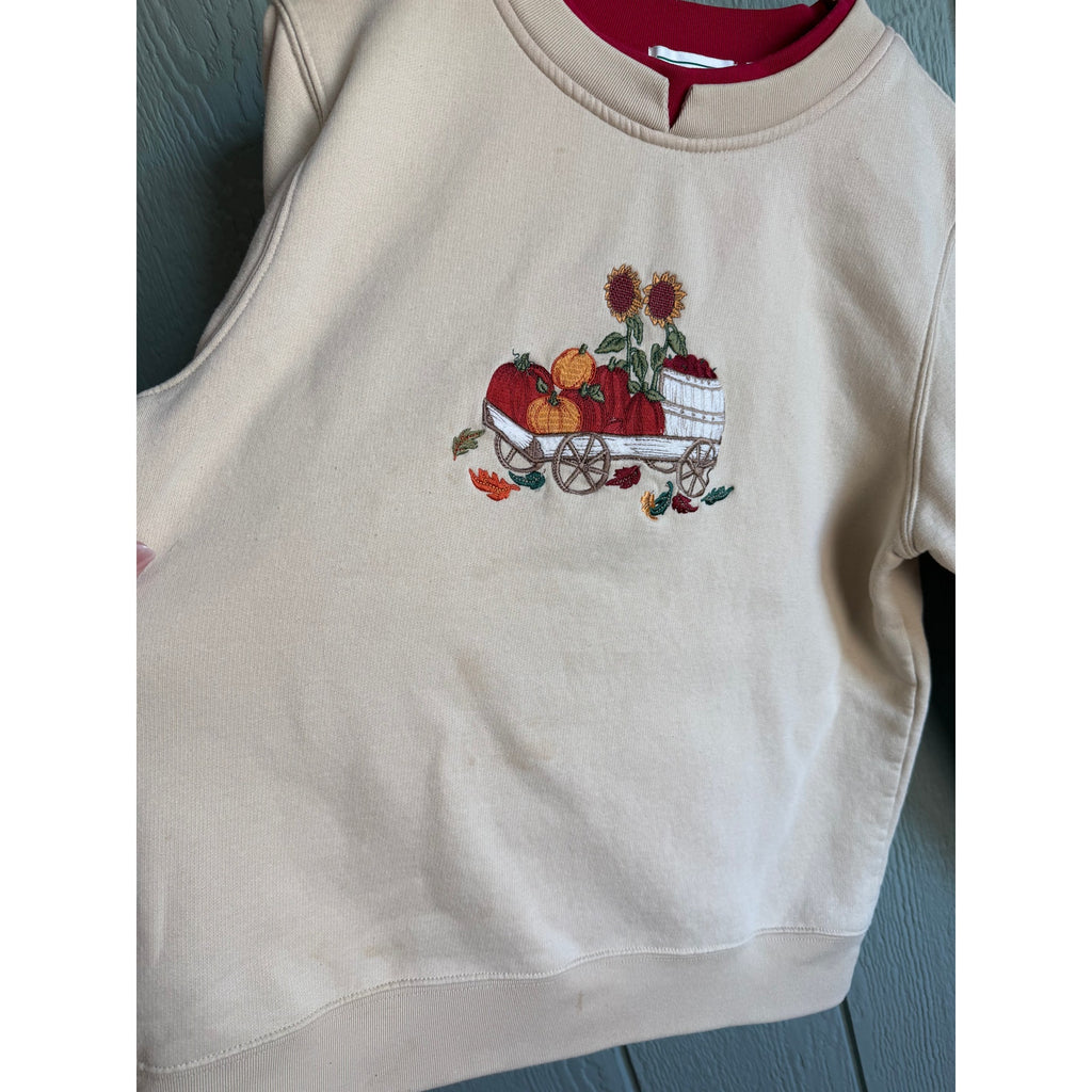 Vintage Shenanigans Fall Harvest Embroidered Sweatshirt | Size L | Pumpkin Wagon