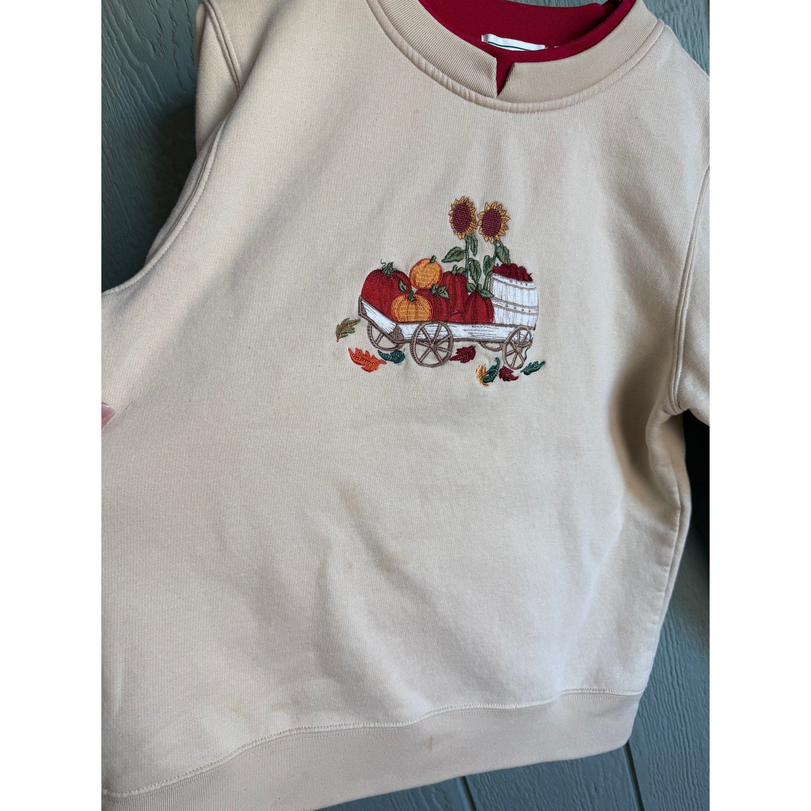 Vintage Shenanigans Fall Harvest Embroidered Sweatshirt | Size L | Pumpkin Wagon