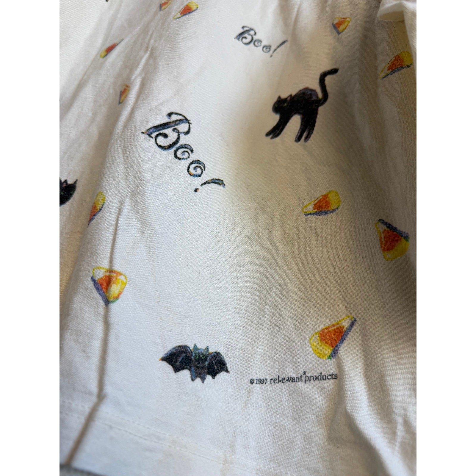 Vintage Halloween Long Sleeve Trick or Treat Pumpkin Boo Cats Bat 1997 | Medium