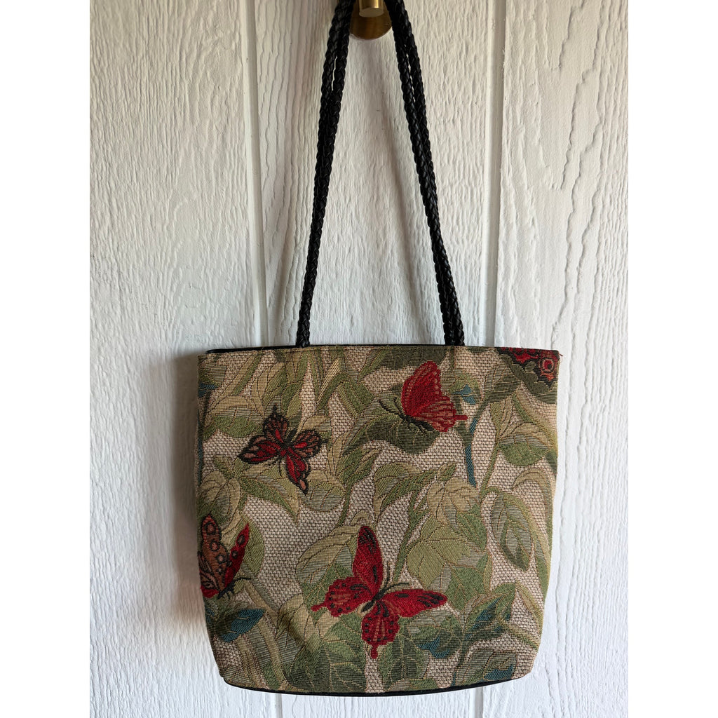 Vintage Tapestry Butterfly Floral Tote Shoulder Bag