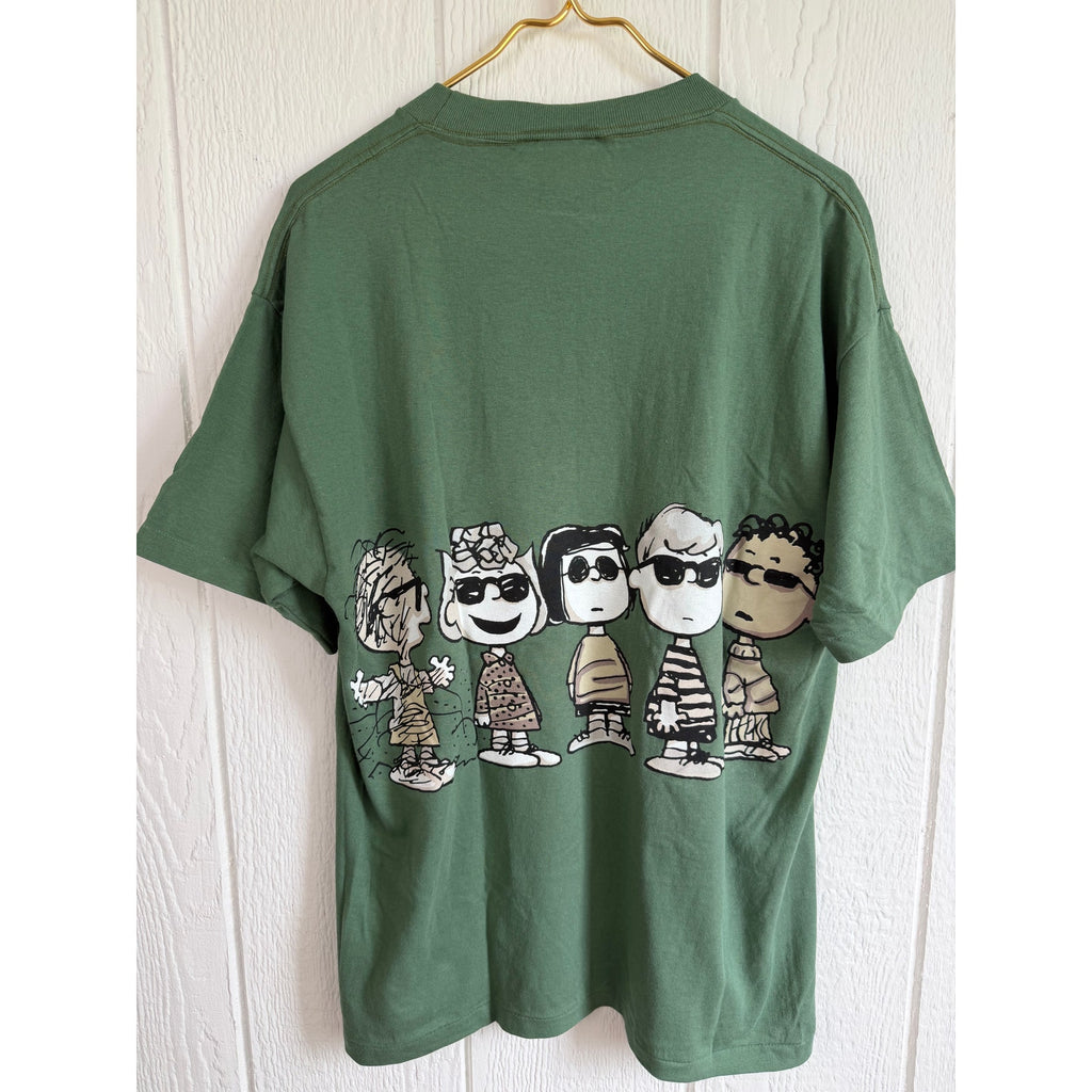 Vintage 1990s Peanuts "Joe Cool" Graphic T-shirt Sage Green Single Stitch USA