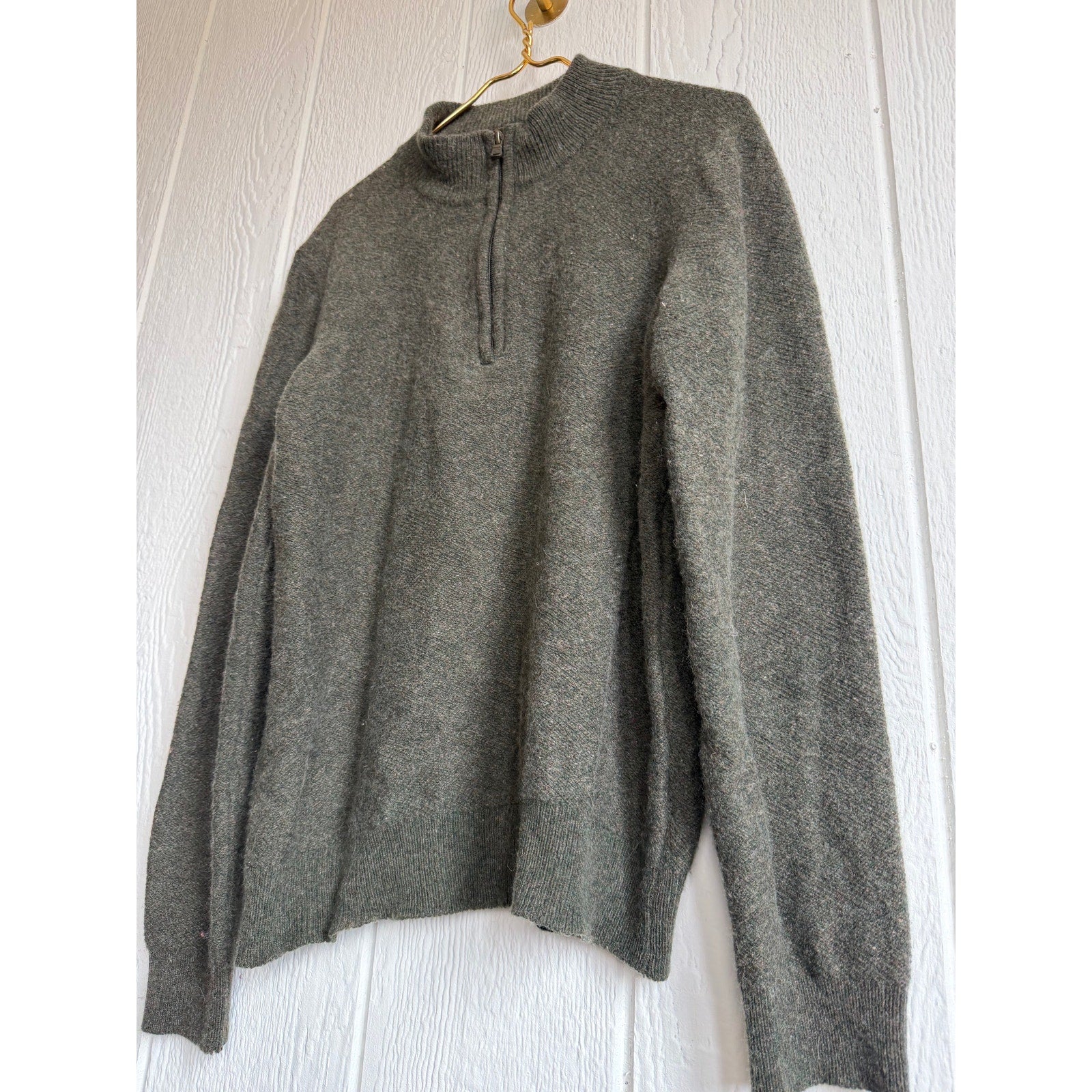 Vintage Joseph Abboud Wool Blend Quarter Zip Sweater Olive Green Pullover XL