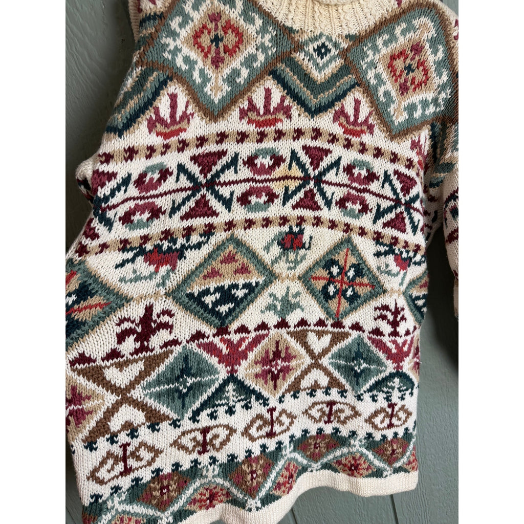 Vintage 90s Heirloom Collectibles Knit Sweater | Chunky Oversized Knit | Size M