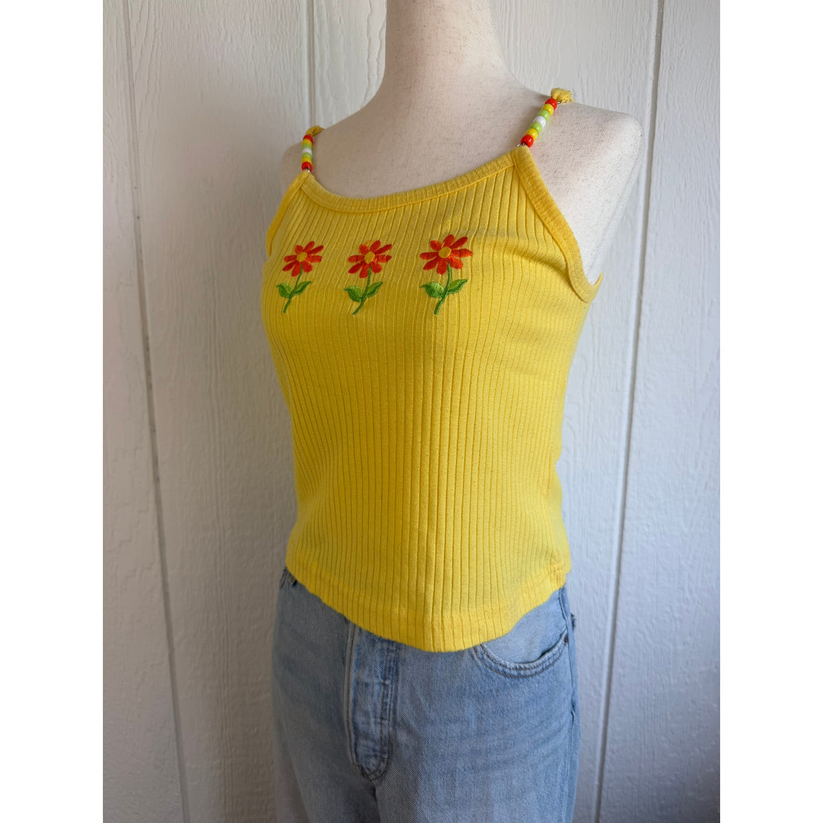 Vintage Y2K California Daisy Embroidered Tank Top