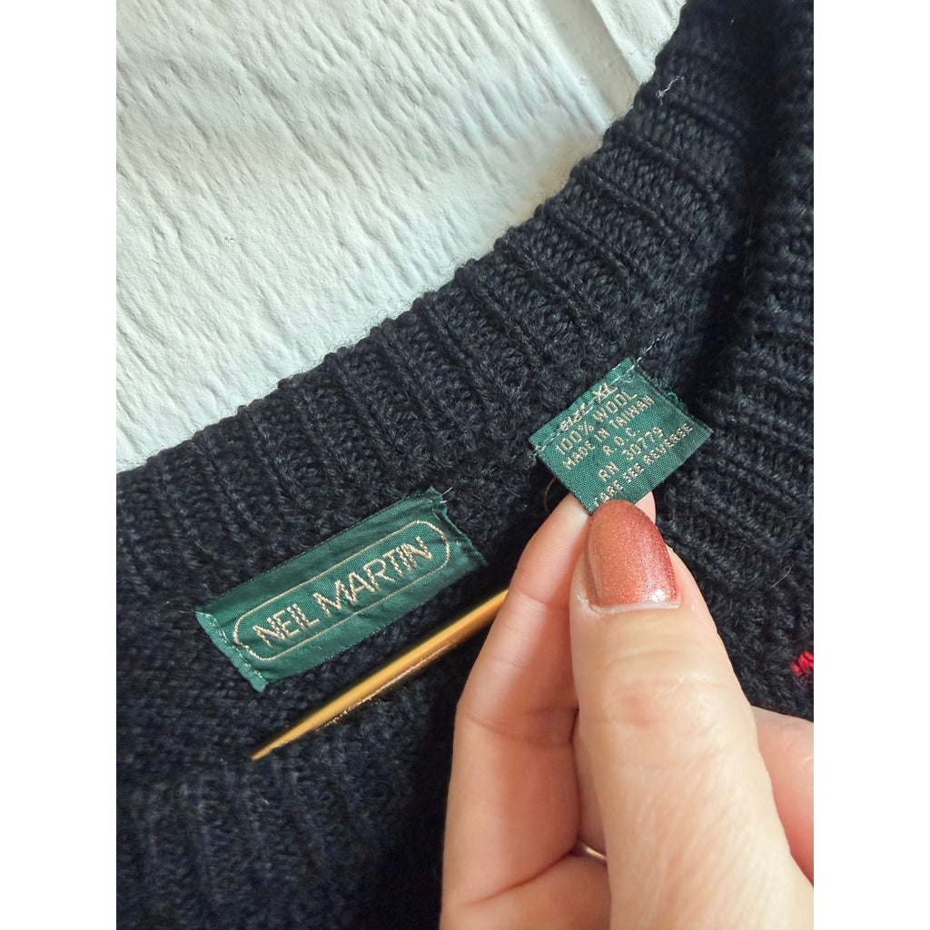 Vintage 90s Neil Martin Wool Sweater, XL Nordic Knit