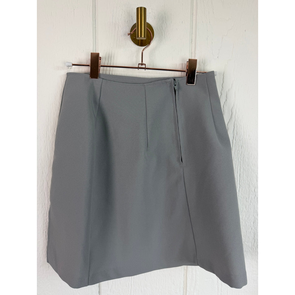 Vintage 90s Gray A Line Mini Skirt High Waist Minimalist Made in Canada Size 3/4