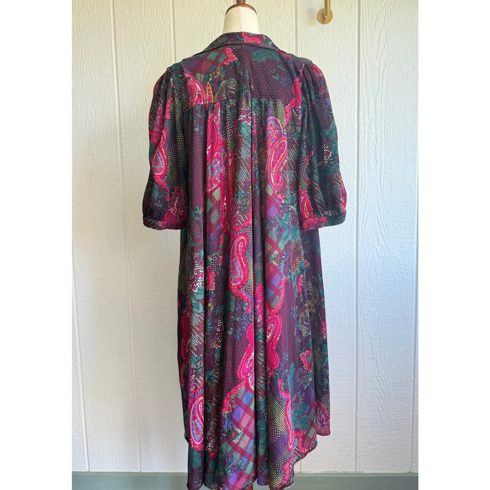 Vintage Anjac Fashions Made In California 80s Tent Dress Boho Puff Sleeve