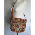Vintage Floral Tapestry Crossbody Bag Leather Trim Boho Cottagecore Shoulder
