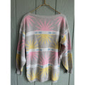 Vintage 80s Pastel Sunburst Knit Sweater | Oversized Sparkle Thread, Medium
