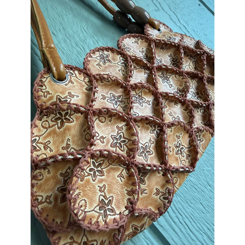 Vintage 90s Boho Patchwork Shoulder Bag Quilted Floral Beaded Purse