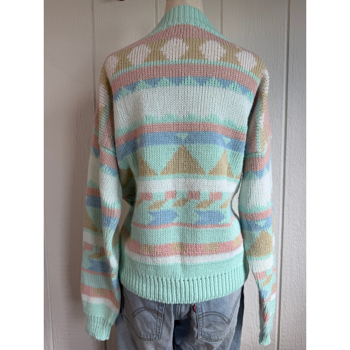 Vintage 90s Pastel Southwestern Geometric Sweater Women’s M Cottagecore