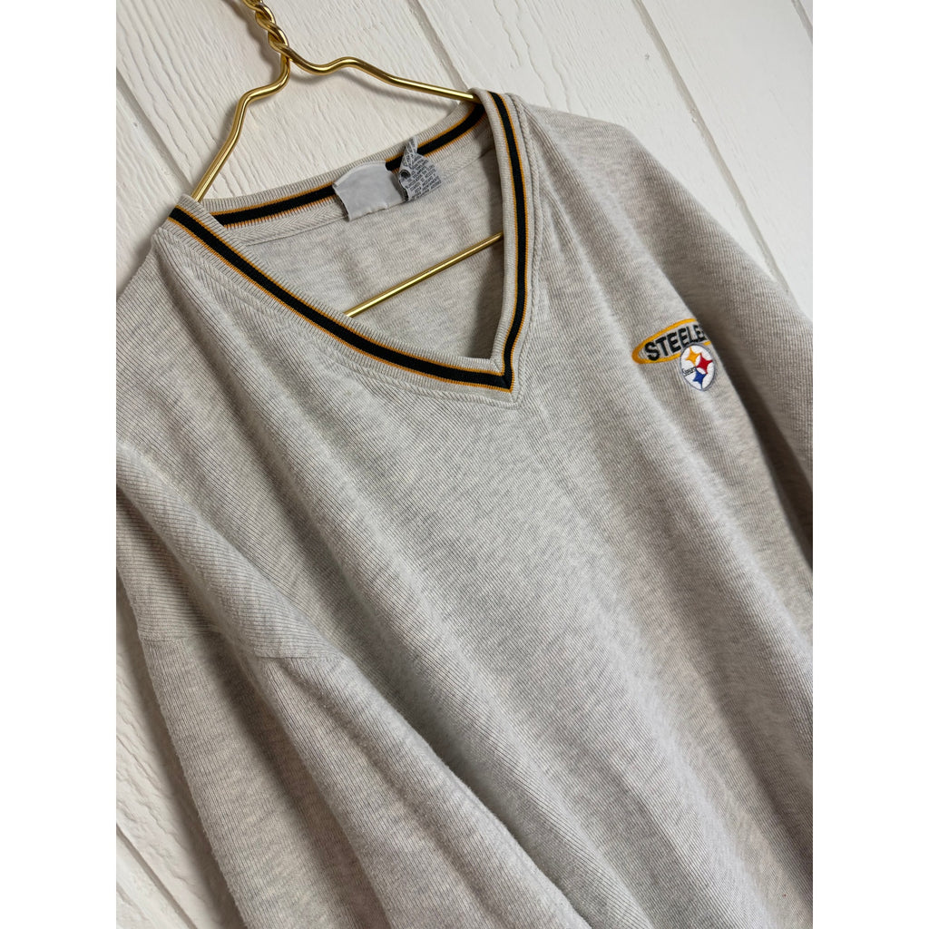 Vintage 1999 Pittsburgh Steelers V Neck Pullover Embroidered Sweater, XL